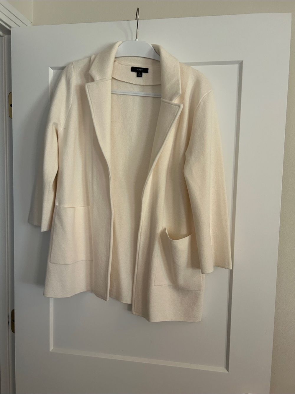 J. Crew Cream Open-Front Relaxed Blazer